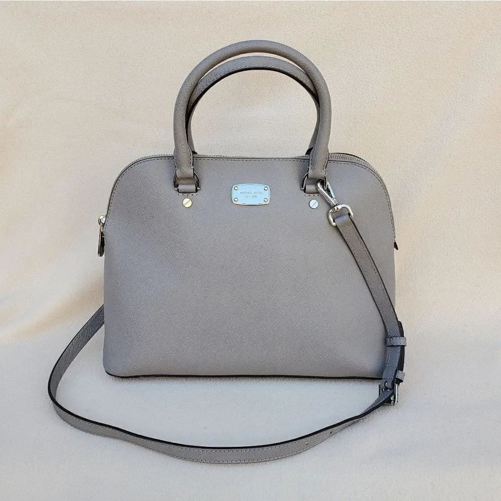 Michael Kors Gray Saffiano Leather Crossbody Satchel